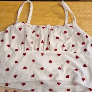 Hearts Spaghetti Strap Crop Top Large